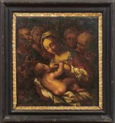 Maria lactans mit Josef und HeiligenBolognesische Schule des frühen 17. JahrhundertsÖl/Holz. Verso