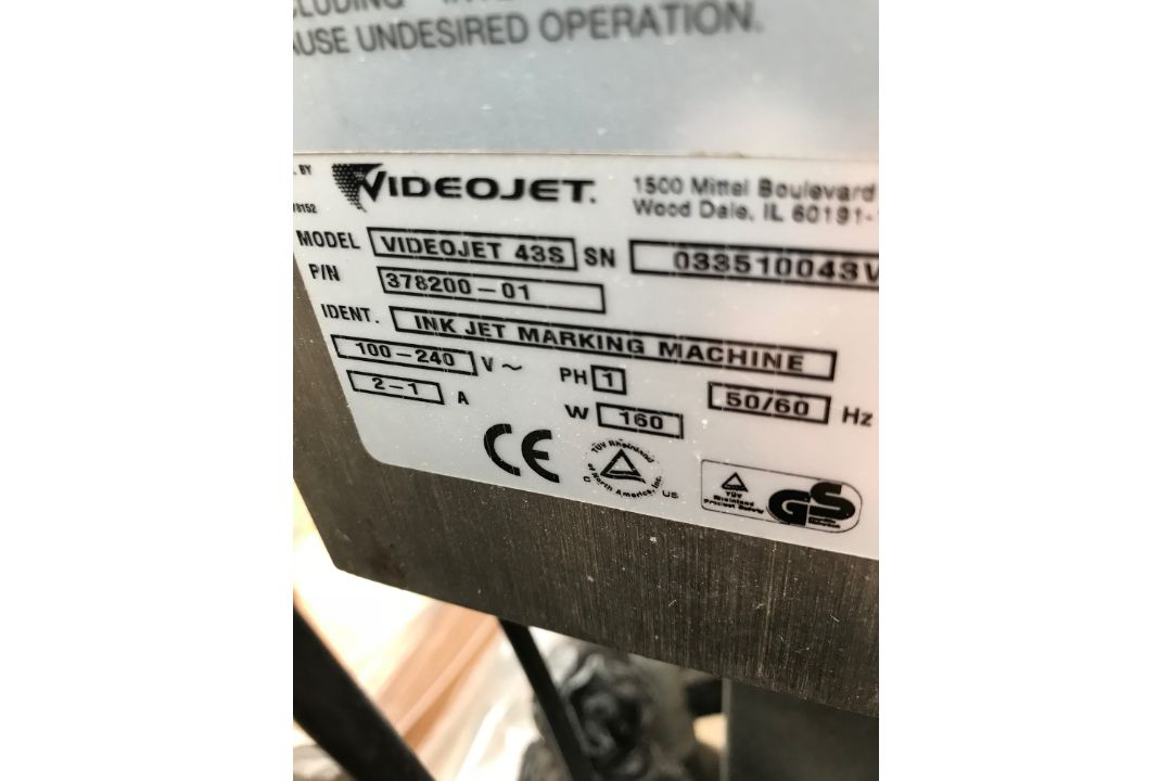 (2) Video Jet Printers, Model 43S, Rigging Fee $200 - Image 3 of 4