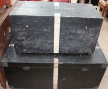 A painted pine trunk together with another trunk