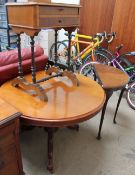 A Victorian mahogany supper table together with a half round table