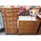 A reproduction walnut chest with six graduated drawers on bracket feet together with another chest - Image 1 of 3
