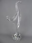 A French 'Daum' Crystal Glass Figure of a Cockerel, engraved to base, approx 50 cms, together with a