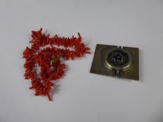 A Vintage Coral Necklace, together with a bespoke silver brooch, Birmingham hallmark, dated 1961, mm