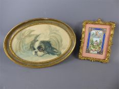 An Oval Framed Pencil & Wash Painting