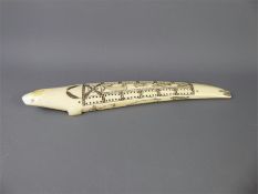 An Antique Alaskan Eskimo Marine Ivory Cribbage Board