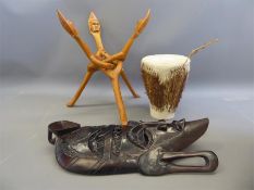 An African Wooden Puzzle Pot Stand.