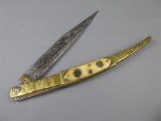 An Early 19th Century Brass and Bone Folding Knife.