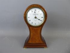 A Contemporary Knight Gibbons Edwardian-Style Walnut Inlaid Mantel Clock