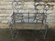 A Wrought Iron Double Garden Seat.
