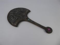 An Art Nouveau Pewter Hand Mirror