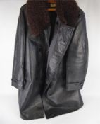 A Vintage Style Double-Breasted Leather Breasted Flying Coat