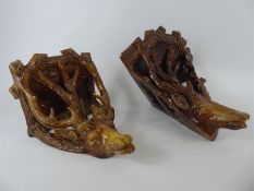 A Pair of Antique Majolica-Style Wall Mounts