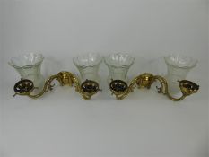 Pair of Brass Victorian-Style Double Wall Lights