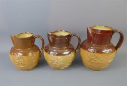 Three 19th Century Doulton Lambeth Salt-Glazed Harvest Jugs