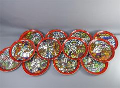 Twelve Poole Pottery Medieval Calendar Plates 1975 Issue