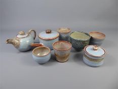 A Campden Pottery Stippled Green Glazed Bowl