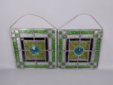 A Pair of Lead-Coloured Glass Windows