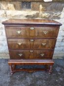 Antique Walnut Veneered Chest on Stand