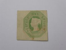 QV Mint Mounted Embossed One Shilling Pale Green Imperf 
