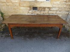A Large Antique 19th Century Four Plank Oak Farmhouse Table
