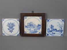 Three 18th Century English Delftware Tiles