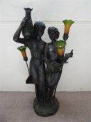 An Art Nouveau Style Spelter Floor Lamp