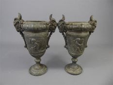 A Pair of 19th Century Cast Metal Clock Garniture