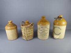 Four Stoneware Local Interest Flagons