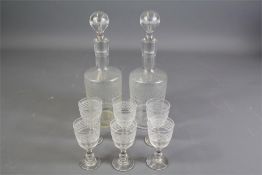 A Pair of Glass Decanters
