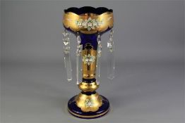 A Mid-20th Century Bohemian Blue Glass Table Lustre