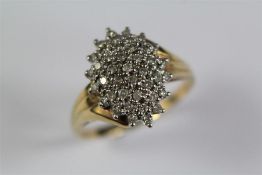 A 9ct Yellow Gold Diamond Cluster Ring