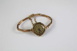 A Lady's 9ct Yellow Gold Wrist Watch