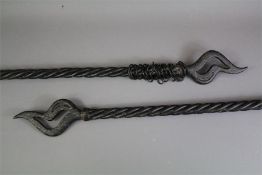 Two Decorative Black Wrought Iron Curtain Poles