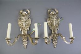 A Pair of Silver-Metal Wall Lights