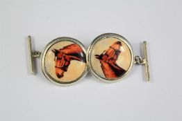 A Pair of Silver Horse Cufflinks