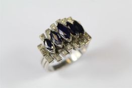 A Vintage White Gold Sapphire and Diamond Ring