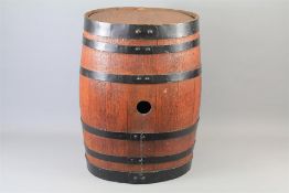 A Large Oak-Aged Wooden Beer Barrel