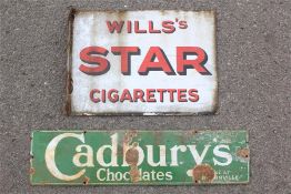 Two Small Vintage Enamel Advertising Signs