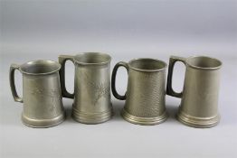 Four Pewter Tankards