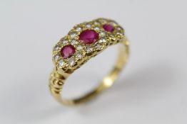 Antique 18ct Ruby and Diamond Ring