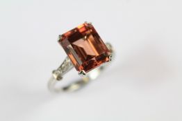 An Art-Deco-style 5.33ct Natural Blush Apricot Tourmaline Ring