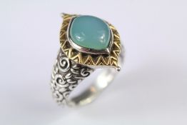 A Thai Silver and 18ct Yellow Gold Ring