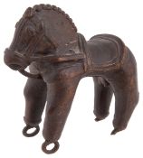 A Rajasthan bronze wheeled toy horse, early 19th century