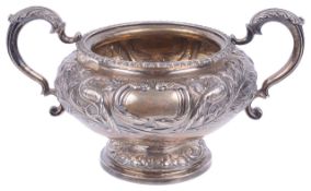 A George IV silver twin handled sugar bowl