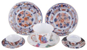 A pair of late 18th, early 19th Century Chinese Imari dishes and other Oriental ceramics,