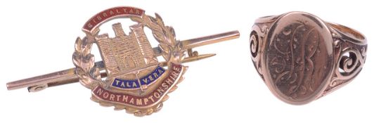 A gold and enamel Northamptonshire 'Gibralta