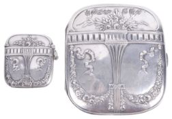 A German silver and silver gilt matching cigarette case and vesta
