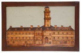 An interesting Victorian marquetry picture of The original Royal Exchange