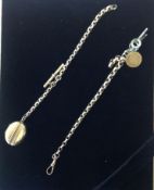 A Victorian watch Albert chain with half sovereign and locket fob