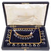 An unusual mid Victorian gilt and crystal demi parure in fitted leather case by Fitzmaurice West, No